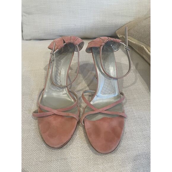 Pink Suede Bcbgmaxazria Heels Size 10 Cute Detail‎ On Heel - Picture 1 of 6